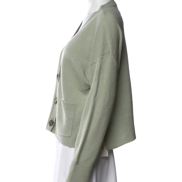 Women's Sage Green Cashmere Cardigan Sweater - Picture 2 of 3